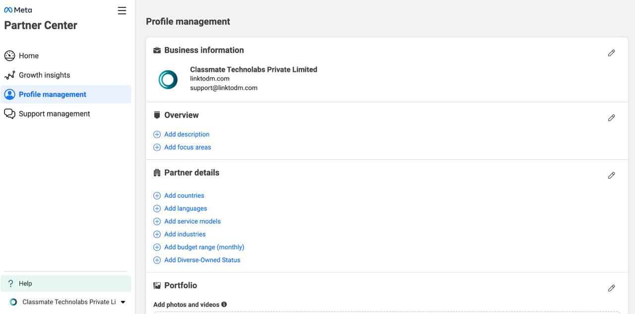 Partner Profile Information