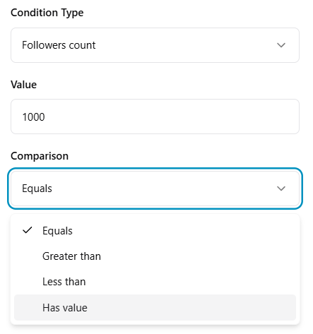 Followers Count Condition