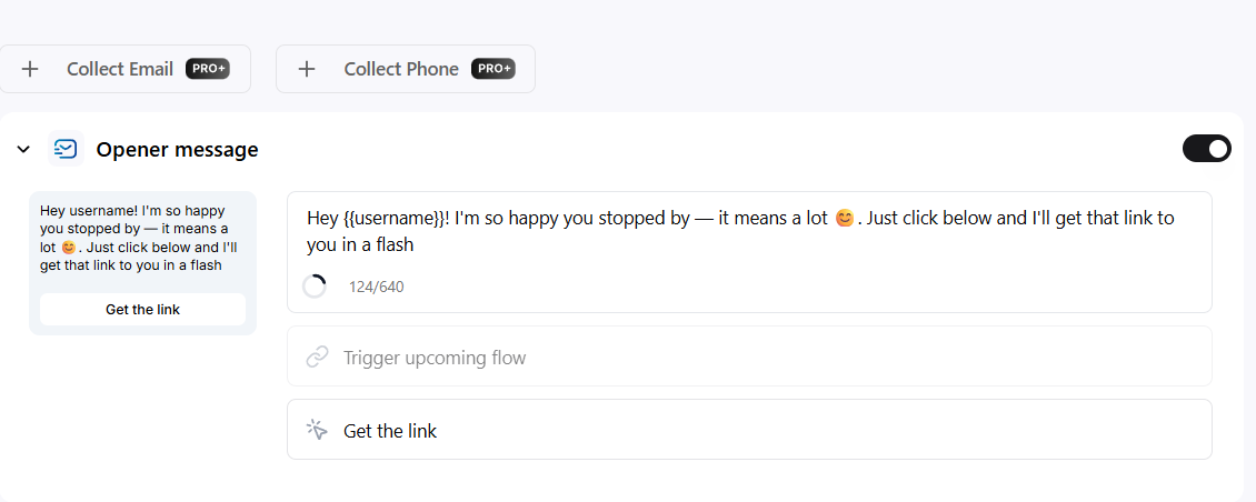 LinktoDM opener message screenshot