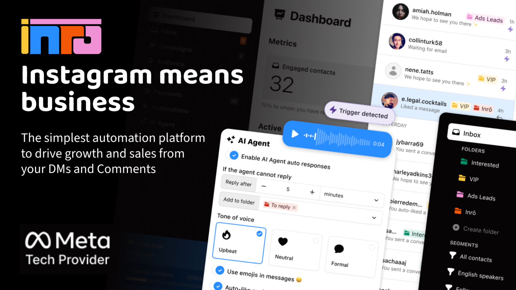 Inro Instagram DM automation dashboard