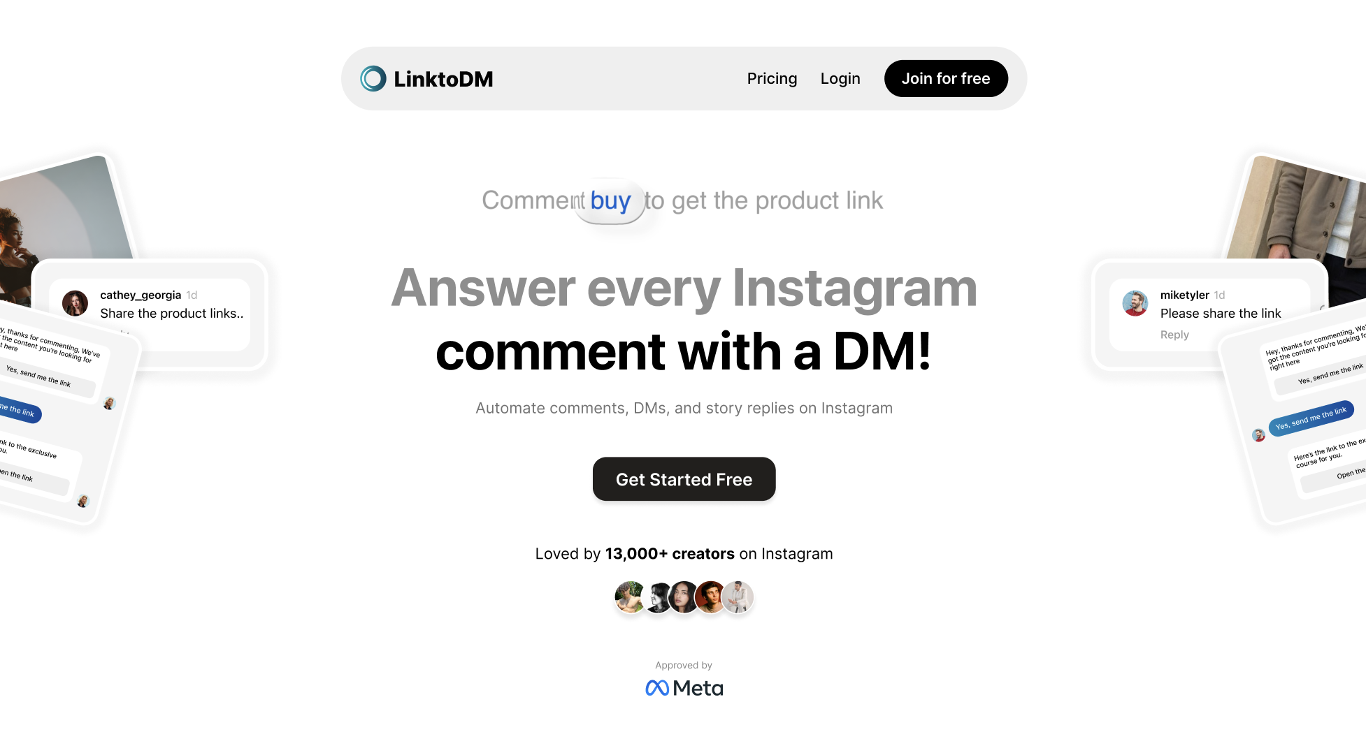 LinktoDM Instagram DM automation dashboard
