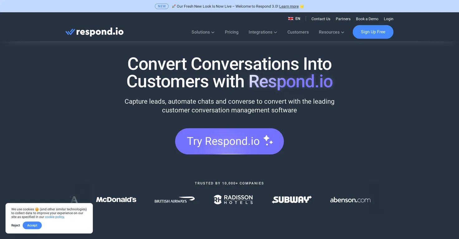 Respond.io Instagram DM automation dashboard